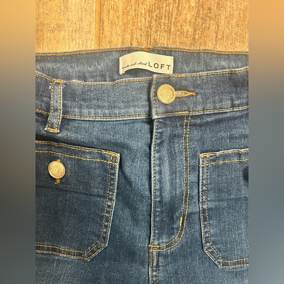 Loft Patch Pocket High Rise Kick Crop Jeans in Dark Wash Size 26 - Picture 4 of 8